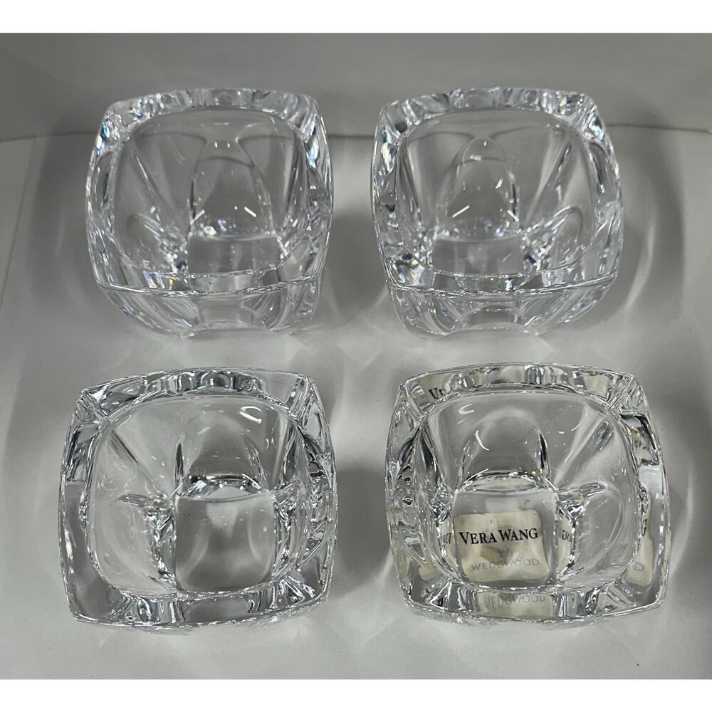 Wedgewood Crystal Candle Votives by Vera Wang ~Carbochon Germany Signed Set of 4